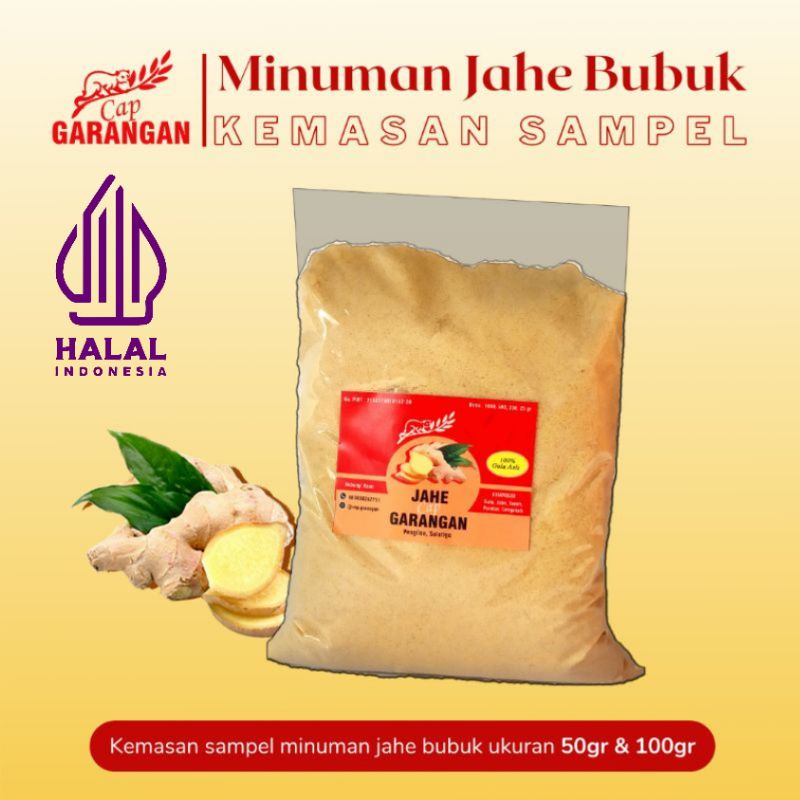 

kemasan sampel minuman jahe bubuk cap garangan halal murah