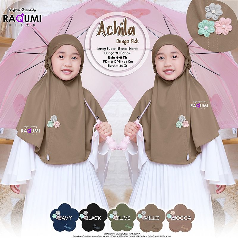 ACHILA ORIGINAL RAQUMI HIJAB | JILBAB ANAK RAQUMI | JILBAB ANAK JERSEY