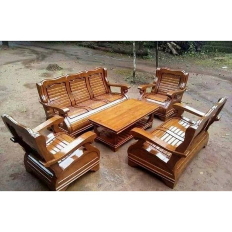 kursi tamu gajah jumbo set 3211+meja kayu jati