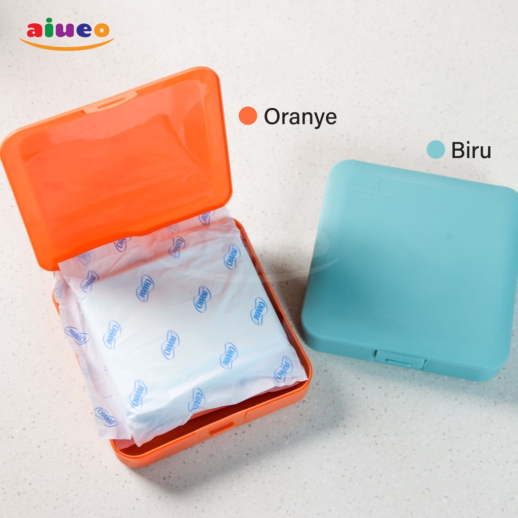 AIUEO | Kotak Pembalut Travel Portable Serbaguna | Kotak penyimpanan | Kotak anti pecah | Kotak masker | Kotak lucu | box | storage