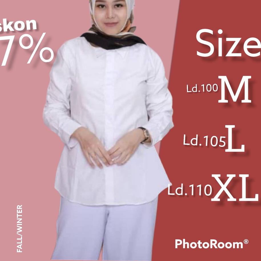 ➤Model Keren kemeja putih wanita katun premium Lengan Panjang Basic Toyobo Baju Kerja Putih Wanita  