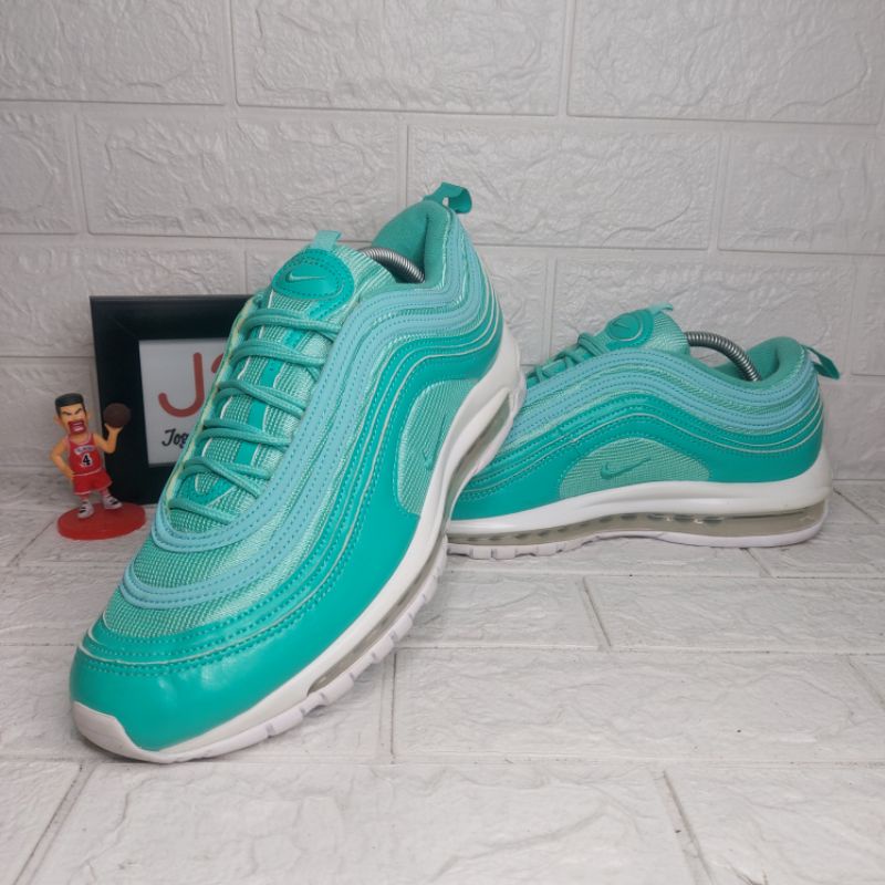 Sepatu Nike Air Max 97 Hyper Jade Size 44 In Sole 28cm Made in Vietnam Warna Tosca Putih