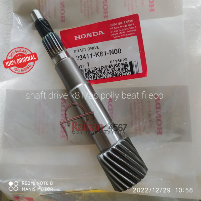 As pully beat fi shaft drive K81 asli