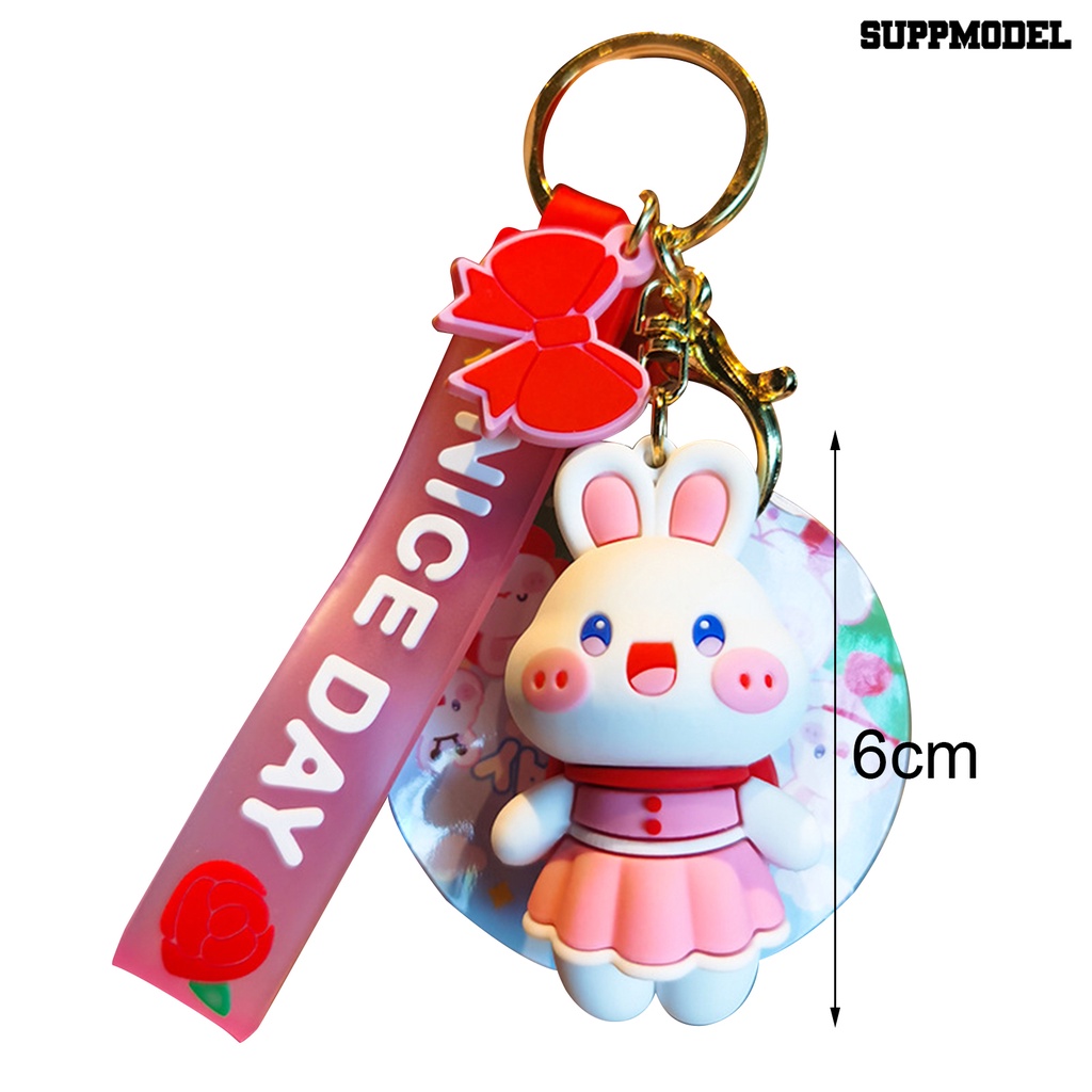 [Auto] Kelinci Gantungan Kunci Serbaguna Warna-Warni Lucu Kartun Bentuk Hewan Tiga Dimensi Hias Hadiah Boneka Kelinci Liontin Kunci Mobil Gantungan Ransel Perhiasan