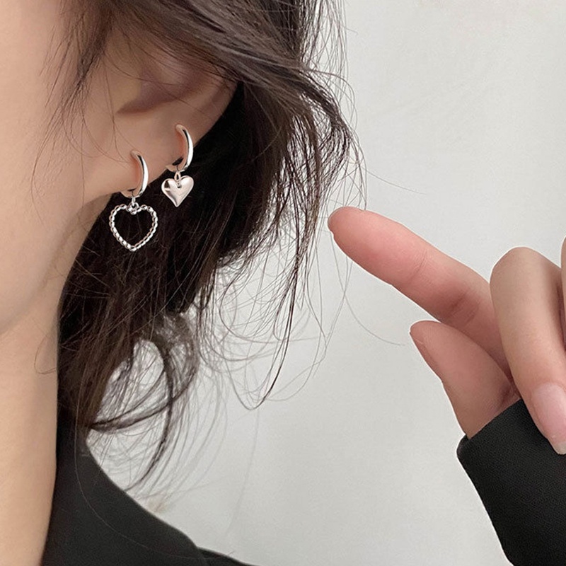 Mencegah Alergi925 Sterling Silver Anting Vintage Trendi Elegan Sederhana Cinta Hati Pesta Perhiasan Pasangan Aksesoris