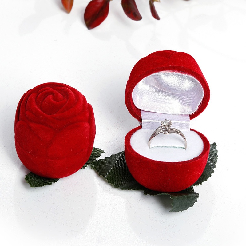 KOTAK CINCIN / BOX CINCIN / TEMPAT CINCIN / RING BOX / GIFT BOX BUNGA MAWAR MERAH