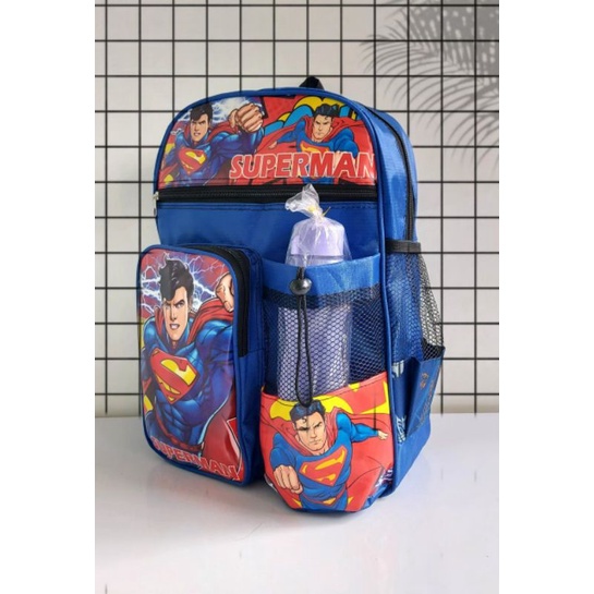 Tas Ransel Anak Karakter Superman Gratis Botol minum