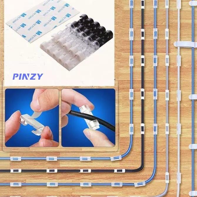 

Penjepit Kabel Klip + Lem / Klip Kabel Organizer Lem 3M isi 20pcs