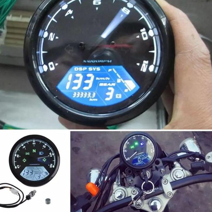 Paling Sesuai.. Speedometer digital bulat universal harley rxking cb tiger