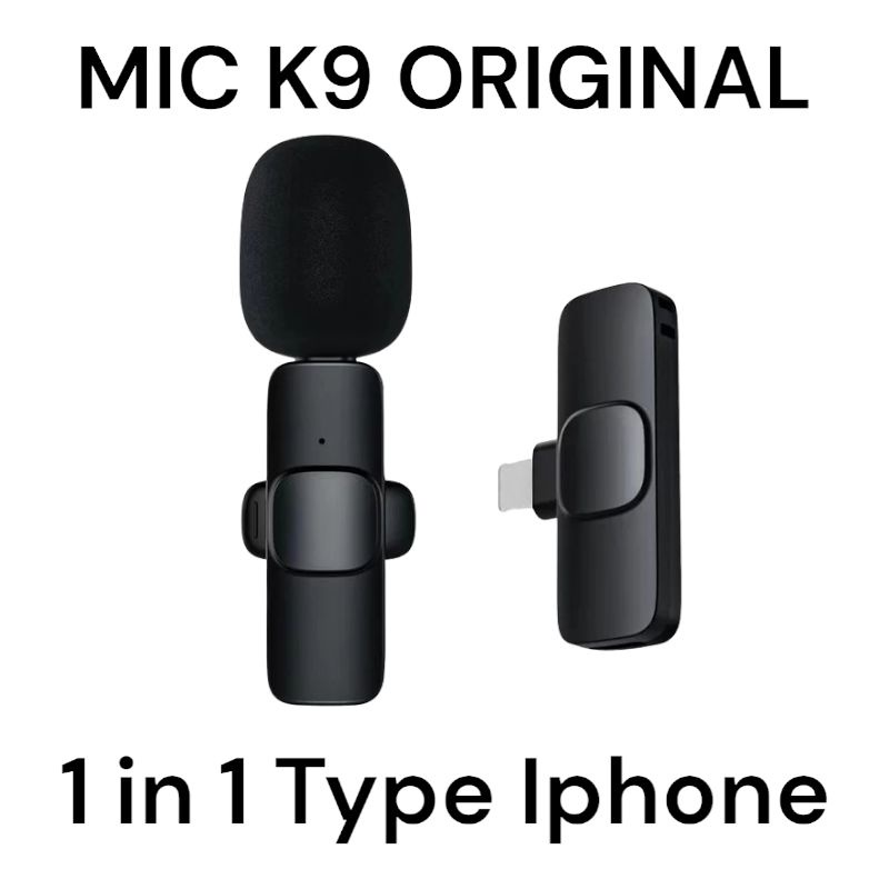 MICROPHONE MIC WIRELESS K9 ORIGINAL SUARA JERNIH NIRKABEL JANGKAUAN 20 METER TYPE C DAN OS IPHONE