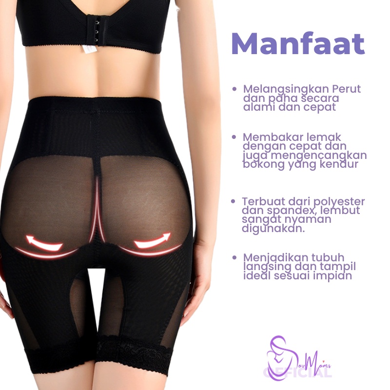 Celana Pelangsing  Elastis Korset Celana Hot Pants Celana Dalam Wanita Pembakar Lemak Pengecil Perut Buncit Underwear Slimming Pengecil Paha Pengangkat Bokong CELANA RENDA KANCING Import Premium Terbaru Terlaris