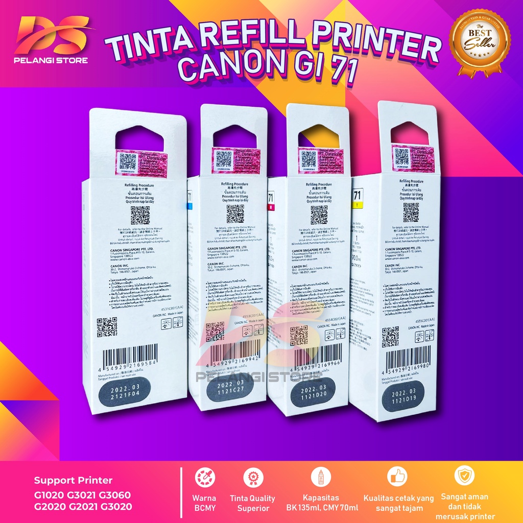 Tinta Canon Gi 71 Tinta Printer G2060 G3020 G3060 G1020 G2020