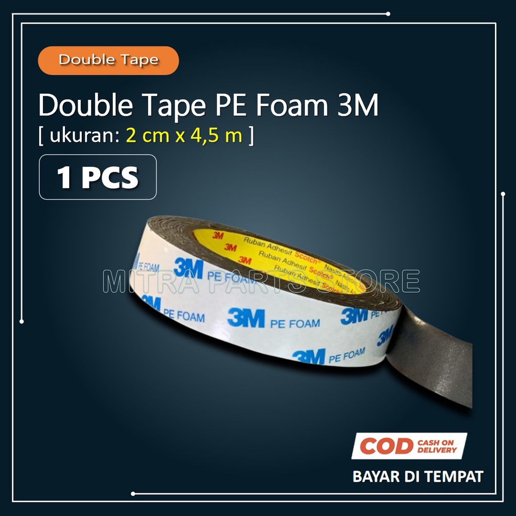 Double Tape Isolasi Selotip Busa 3M PE Foam 2cm x 4.5 Meter