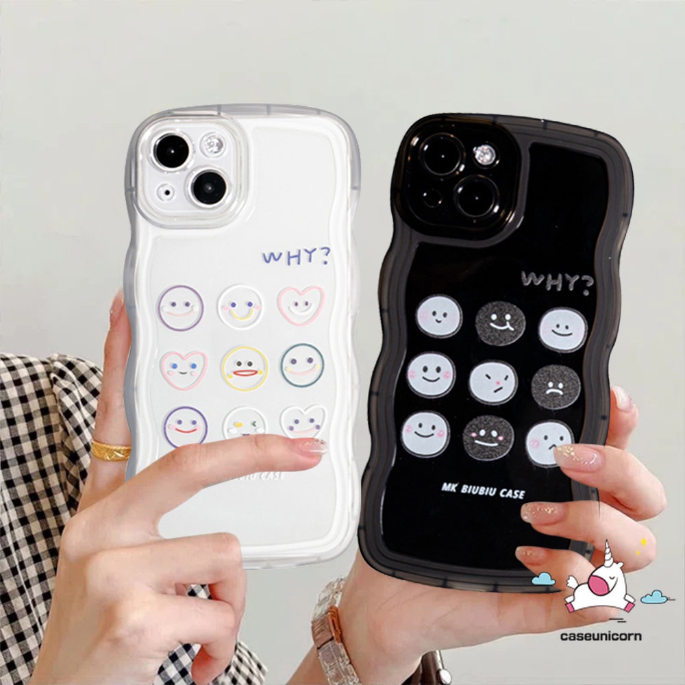 Case Smiley Lucu Realme C55 C35 C53 C12 C33 C30 C25 C15 C25Y C21Y 10 9i 8i 8 8Pro C11 C25s 9 9Pro+ C3 7i 5i 6i 5 7 C1 C20 C20A Kartun Ekspresi Lucu Lembut Wavy Edge Couple Case