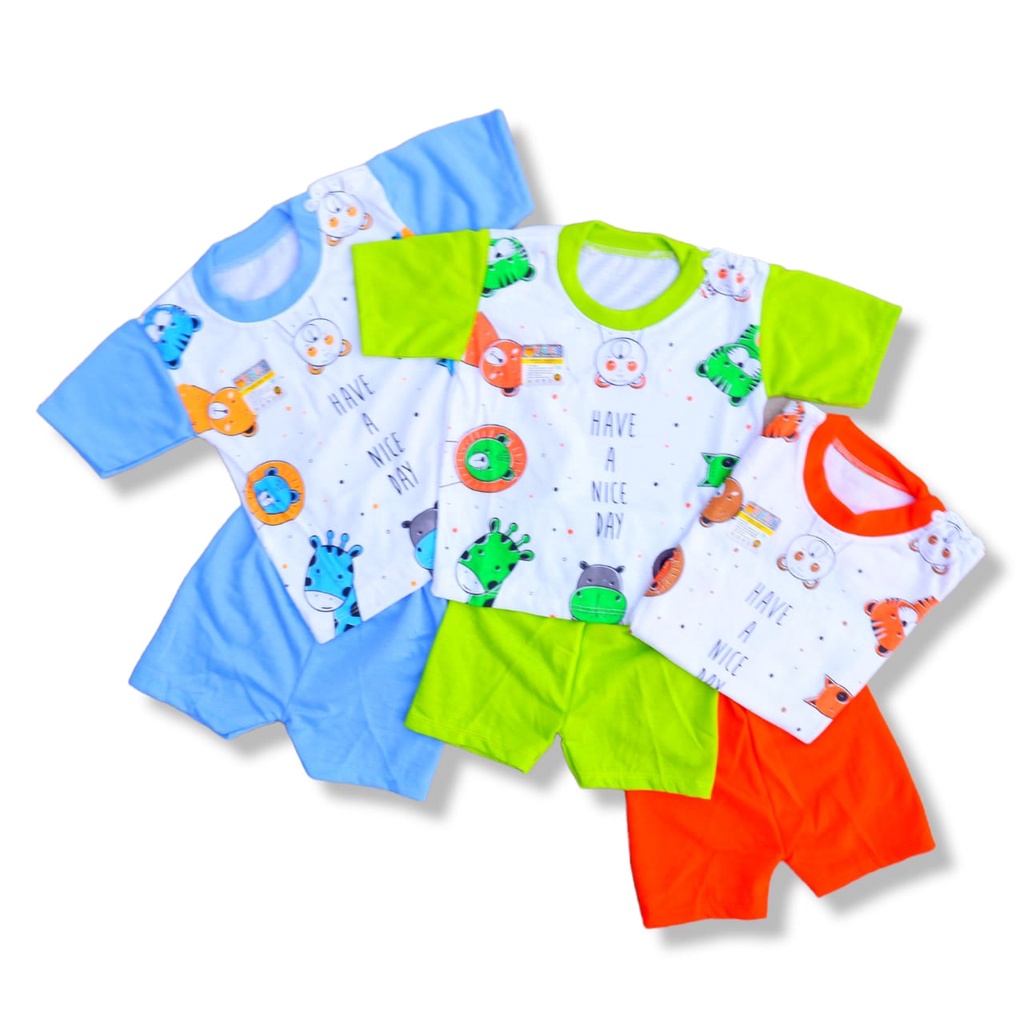 Set Setelan Baju Bayi Kancing Pundak Motif Have A Nice Day