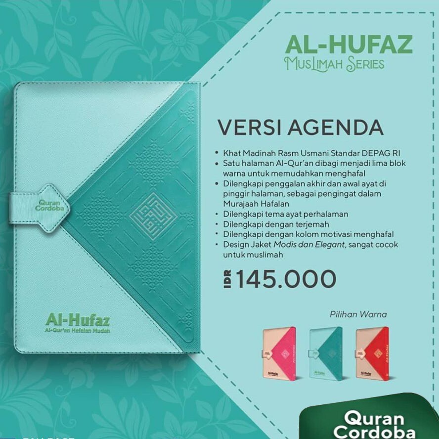 Al Quran AL HUFAZ MUSLIMAH Series A5 HAFALAN Tajwid dan TERJEMAH Mudah Cover Kain Agenda Jaket Resle