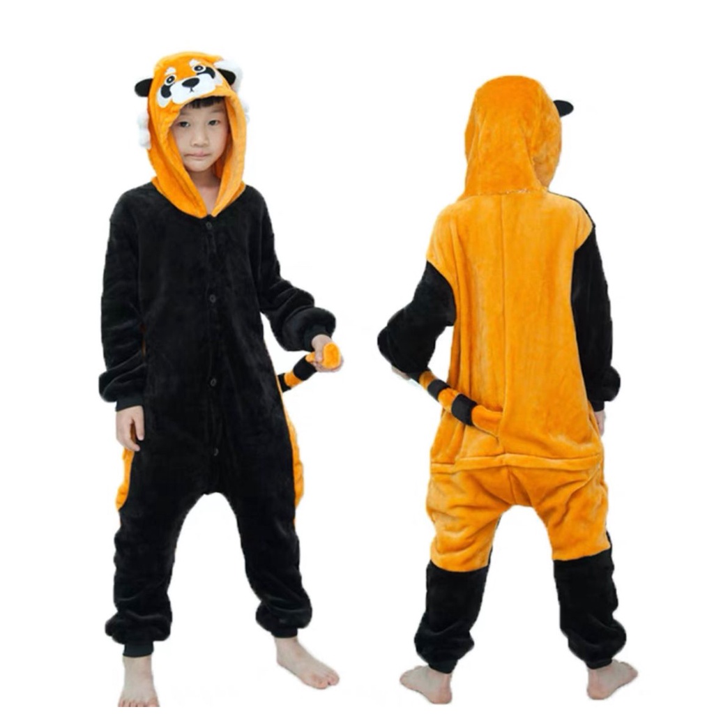 BAJU ONESIE KOSTUM RAKUN RACOON ANAK COSPLAY IMPOR PIYAMA KIGURUMI COSPLAY