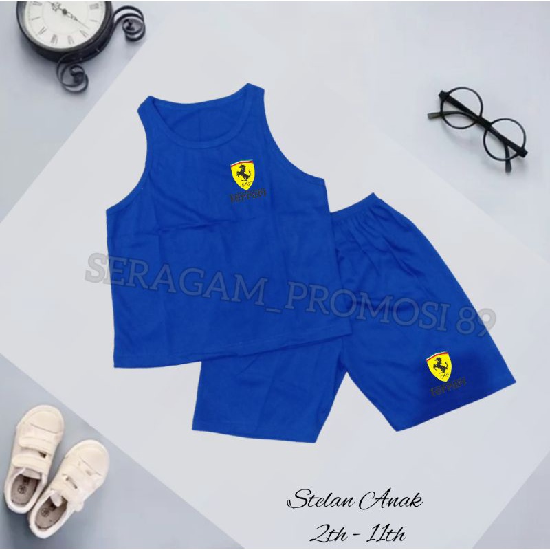 TERBARU Stelan singlet set anak unisex motif FERRARI / kaos anak tanpa lengan / stelan polos anak-anak / baju tidur anak-anak / stelan anak santai dirumah / stelan katun anak unisex / stelan singlet anak perempuan / set atasan celana anak- anak