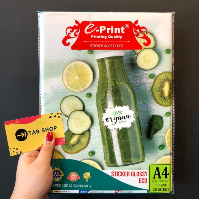 

E-PRINT GLOSSY STICKER ECO EKONOMIS 135 GSM 20 LEMBAR