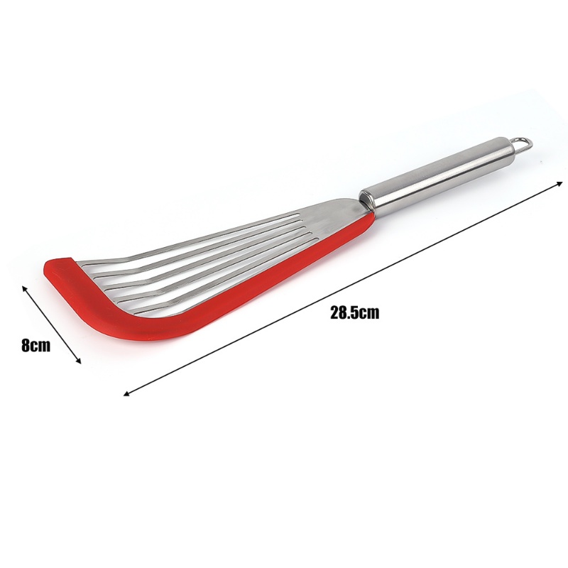 Spatula Penggorengan Silikon Ikan Bahan Stainless Steel Gagang Pisau Metal/Peralatan Tuner Ikan Untuk Alat Masak Dapur