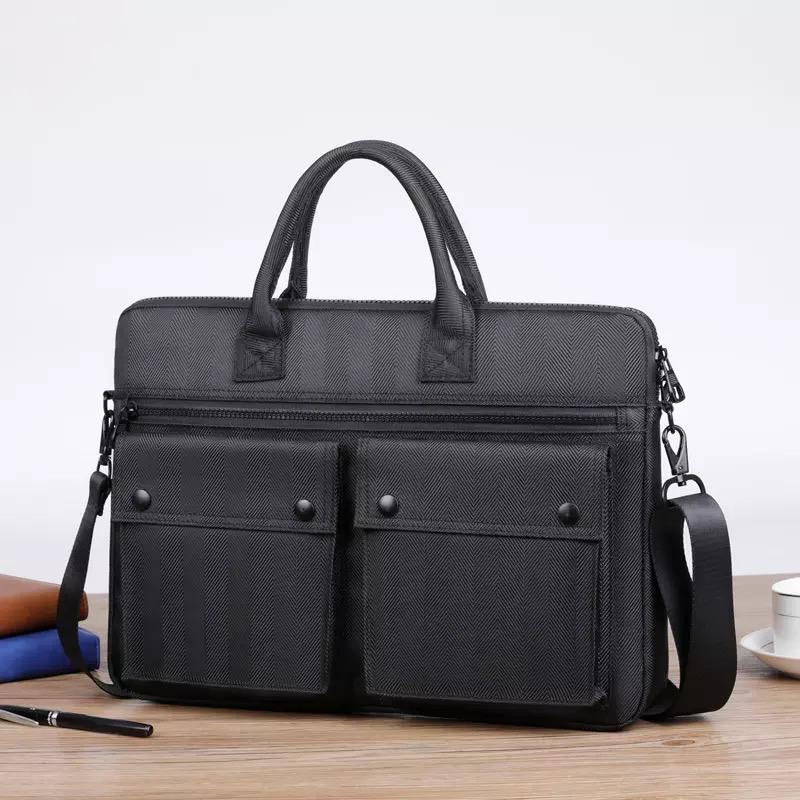 Tas Laptop Macbook Selempang Nylon Fabric Black Executive 14 15 16 inch