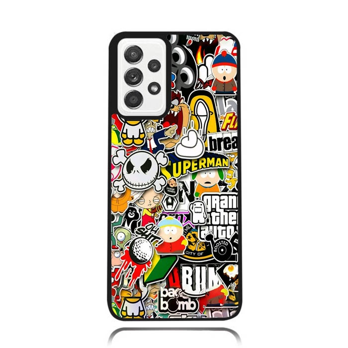 Casing Case Samsung Galaxy A33 A53 A73 A32 A52 A72 4G 5G doodle draw random D01