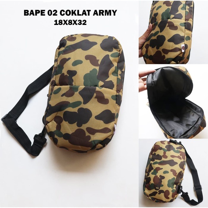TAS PINGGANG BAPE 02 COKLAT ARMY - TAS SLING PRIA MURAH IMPORT BEST SELLER
