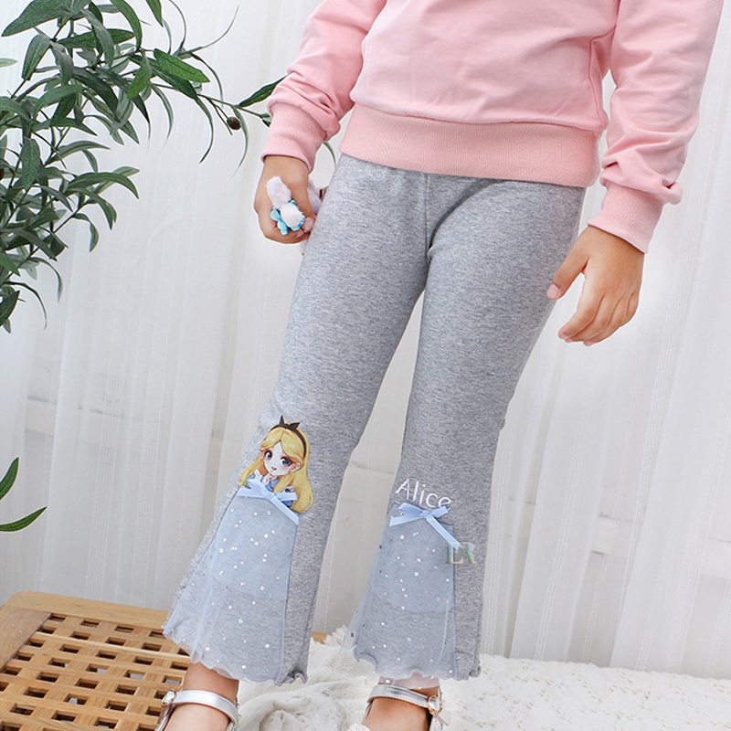 LNR Shop Legging Anak Perempuan Import 3D Motif Princess Frozen Elsa Alice Stella Lou Shellis May Celana Panjang Ketat Cutbray Skinny Autumn Kids Clothes Hot Pants Cartoon Stretch Bahan Katun Elastis Lejing Lejjing