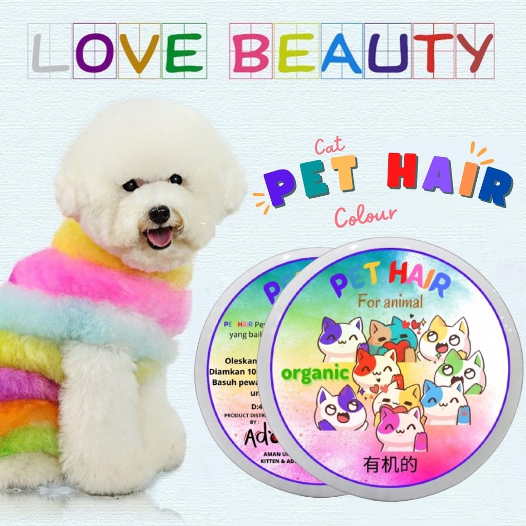 Pewarna Bulu Kucing Rambut Bulu Anjing Kucing Pet Hair Coloring Pet Stain Organik Aman FEFARM