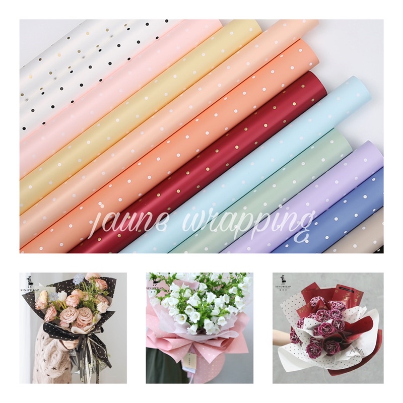 

[ECER] JQQ Kertas Buket Bunga Polkadot / Flower Wrapping Paper Cellophane