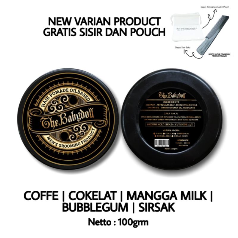 Pomade Oilbased Medium hold thebabydoll 100grm grosir murah