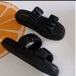 Sandal wanita Kekinian/New fashion Bapau kerut ban dua