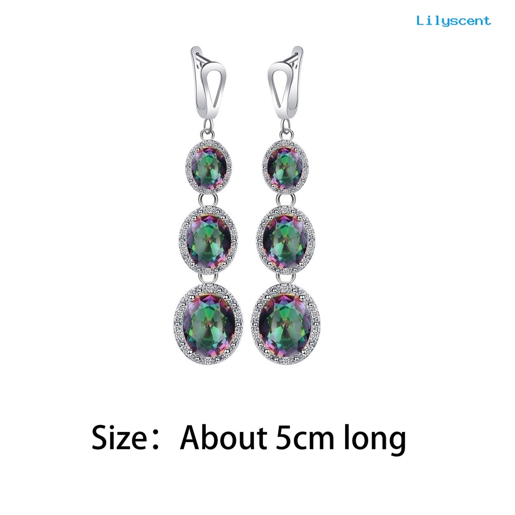 [LS] 3pcs Kalung Fashion Elegan Multicolor Set Perhiasan Liontin Topaz Imitasi Untuk Wanita