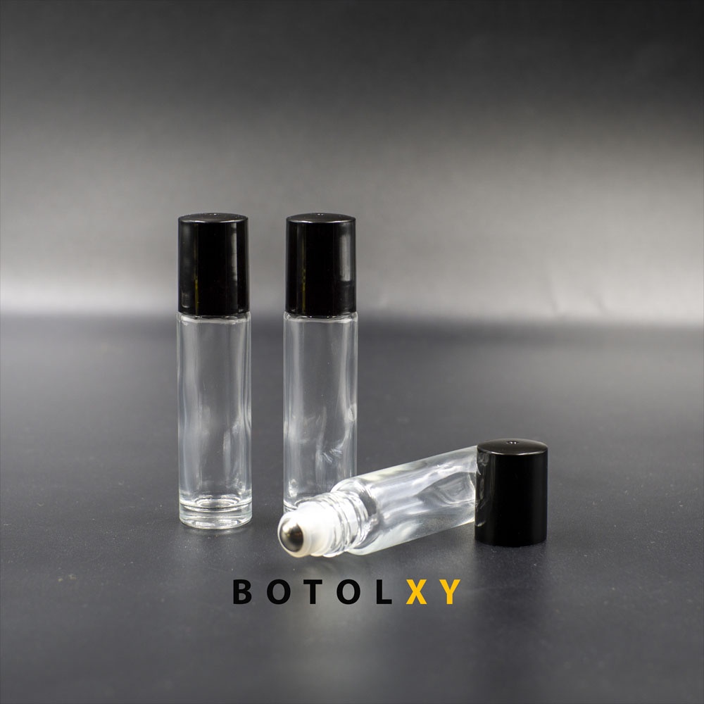 Botol Roll On 10ml Kaca Tebal Transparan Roller Besi - Parfum Refill