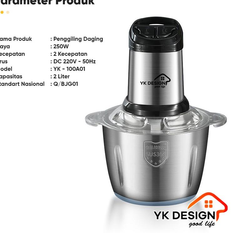 Stok Terbatas YK DESIGN YK-100A01 Blender Penggiling Daging Serbaguna / Meat Grinder chopper 2L blen