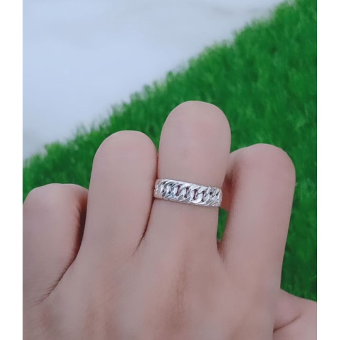 Cincin 1/2 rantai polos / cincin perak asli silver 925 lapis emas/ cincin fashion wanita terbaru