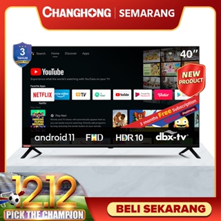Changhong 40 Inch Newest Android 11 Frameless Smart TV Digital LED TV FHD -Netflix-Youtube-Google Playstore (L40G7N)