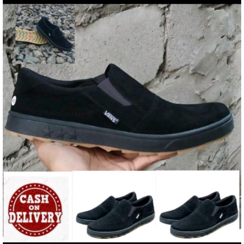 SEPATU KASUAL VANS SLIP ON HITAM SEPATU TANPA  tali