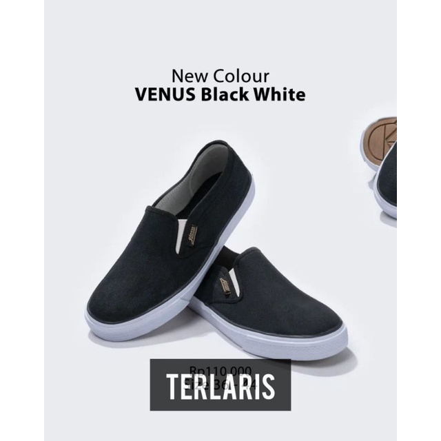 Sepatu slip on Johnson Venus black white original / Sepatu Jhonson / Jhonson /  jonson / Sepatu slip on jhonson