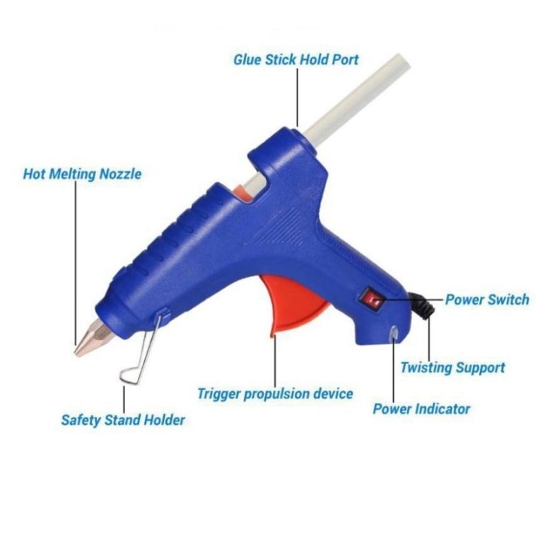 Lem Tembak BIRU ON/OFF / Hot Melt Glue Gun On Off 20WATT + 5 REFILL