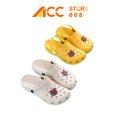 Sandal Slip On Wanita Motif Bear Simple EF37 Bahan Karet Empuk Elastis ACC