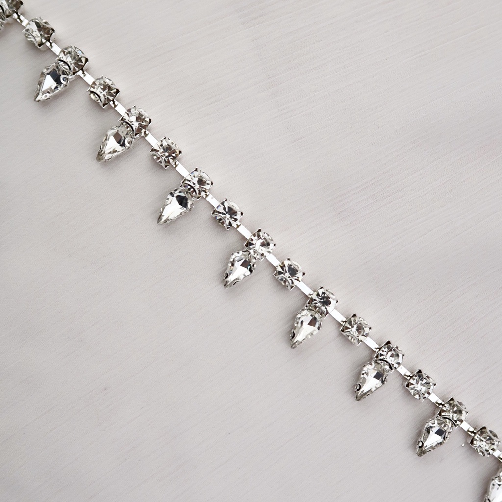 Payet Rangkai Kristal Swarovski Cantik Import Jahit Tempel Aplikasi Bridal Tiara Rhinestone Applique