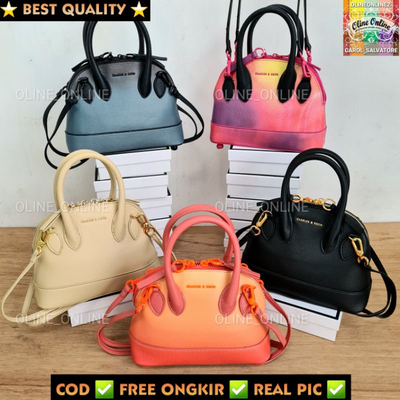 [oline_online] 12.22 tas harmonee gradasi colorful orange sunset holographic pink beige cream green blue harmoni ck harmony dome satchel small mini size bag shoulder bag