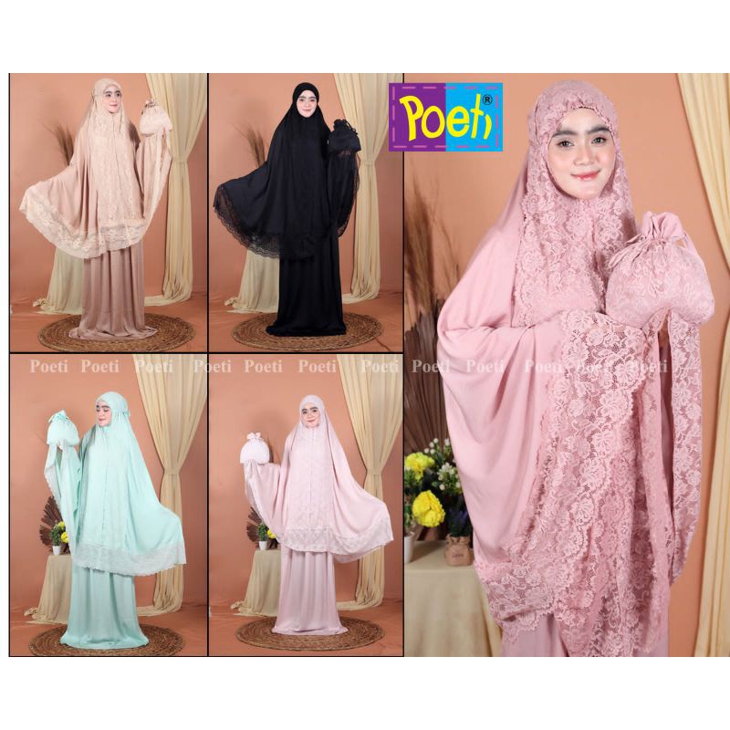Mukena zara full renda poeti mukenah poety poeh murah lembut halus sutra premium grosir travelling