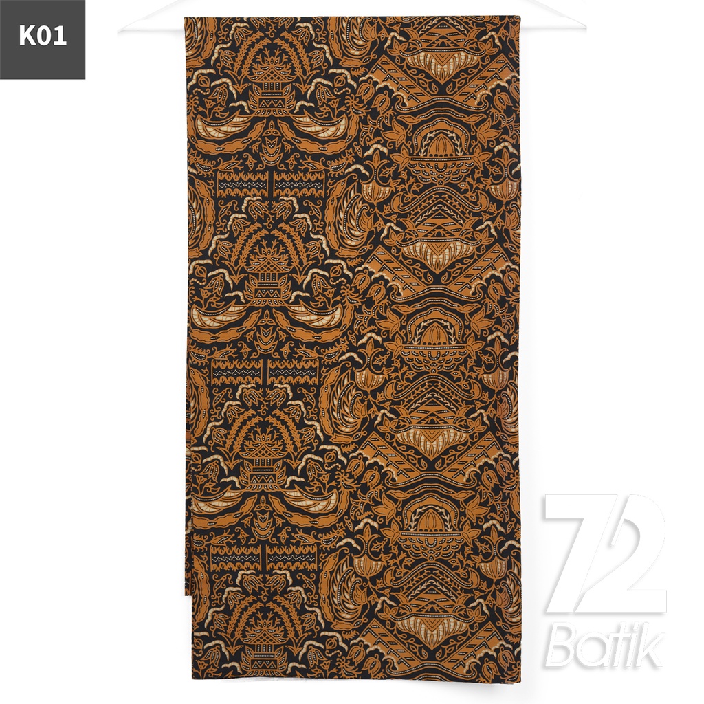 KAIN BATIK PREMIUM Bahan Katun Motif Rumah Sayap Warna Coklat Hitam 723071 Cap 72IL Jarik Jarit Samping Kebat Panjang Batik Katun Modern Premium Bahan Seragam Batik Pernikahan Kantor Keluarga Murah Kamen Jadi Batik Bali Lembaran