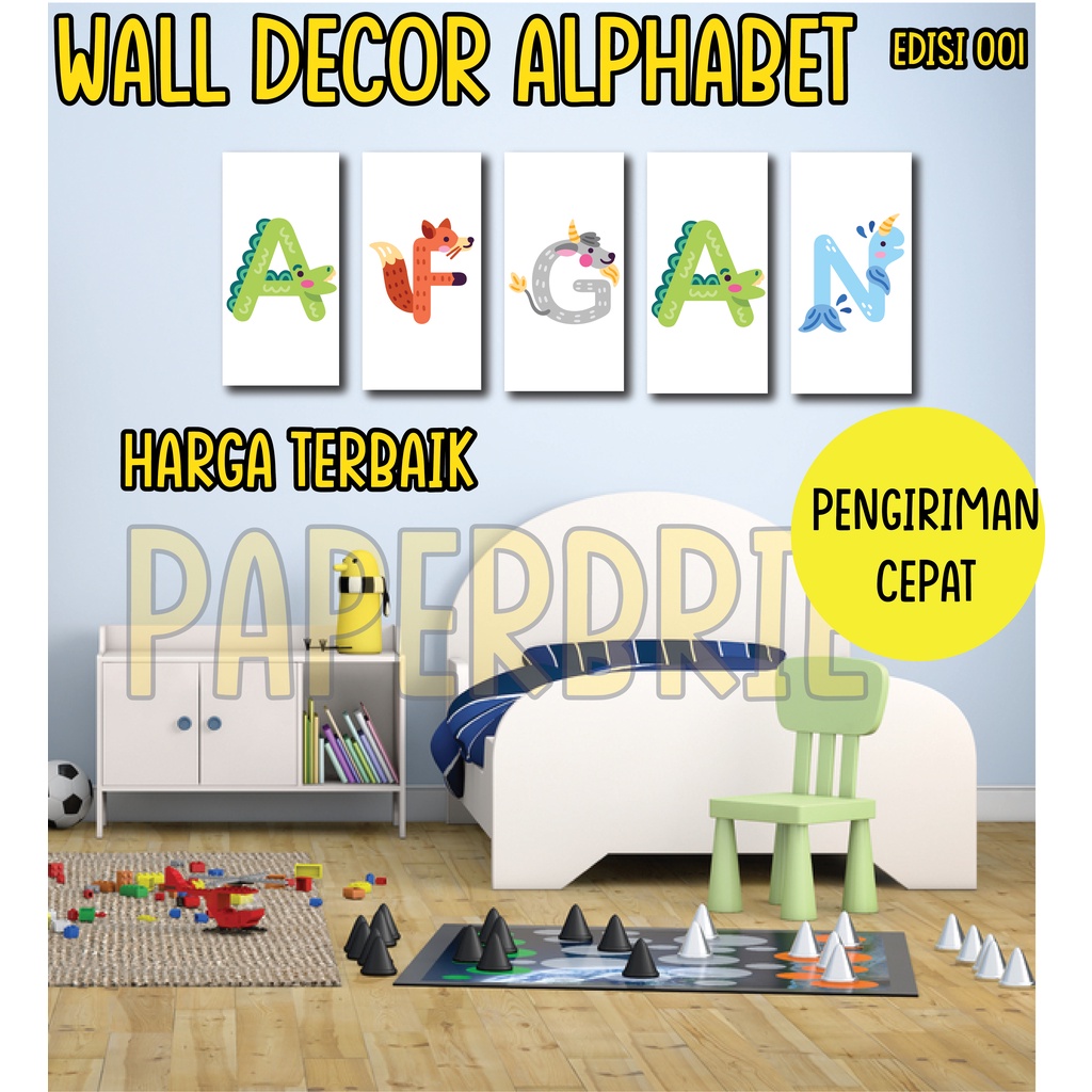 [ Walldecor alfabet 001] Custom Dekorasi Poster Kayu Huruf Alphabet Anak Wall Decor 1020