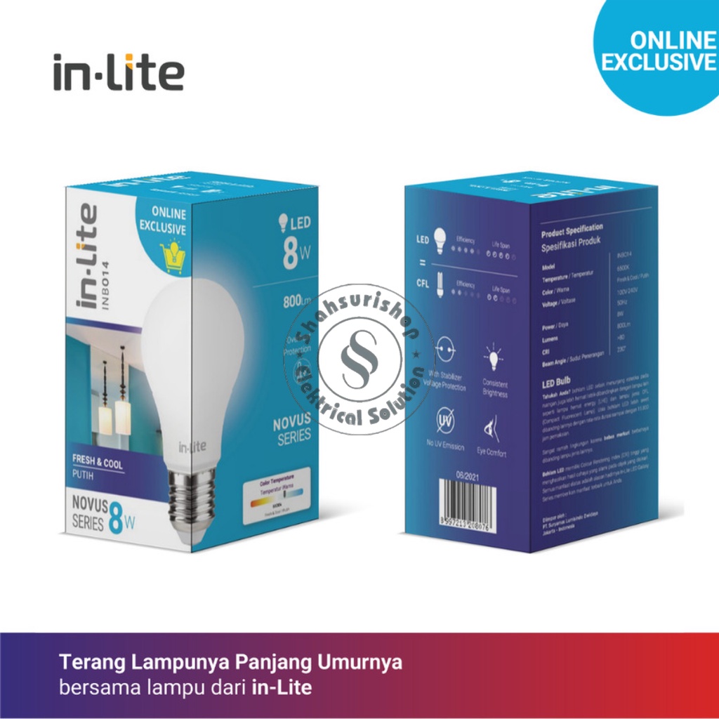 INLITE LAMPU BULB LED 8 WATT NOVUS INB014 LAMPU MURAH BERGARANSI