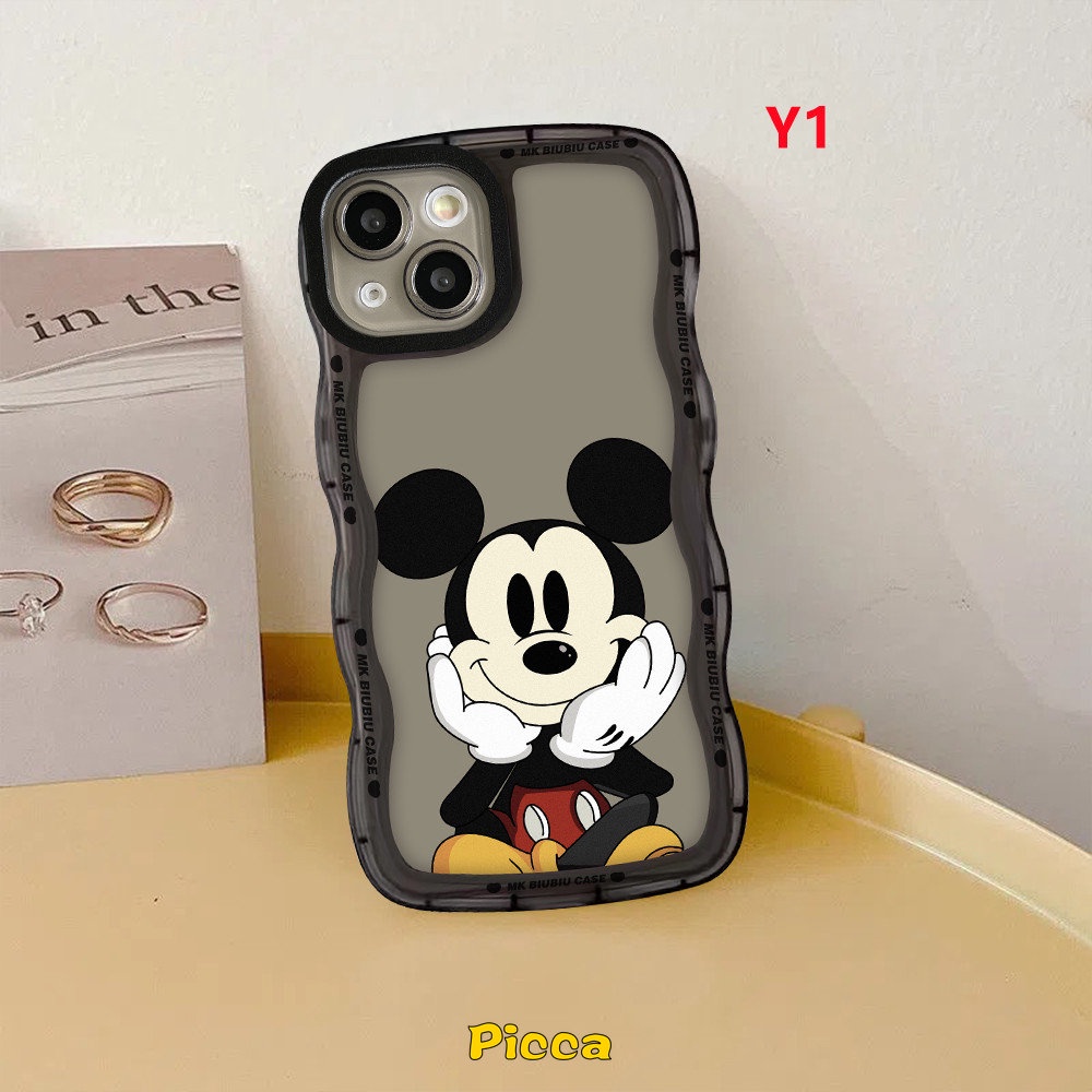 Casing Oppo A17 A12 A5s A95 A57 A15 A17K A16 A54 A96 A55 A76 A16s A3s A5 A9 A74 A77 A7 A16K A1k A77s A53 Reno8 7 7Z 8Z 6 A52 Kartun Mickey Mouse Couple Soft TPU Wavy Edge Case Tempat Kotak Makan