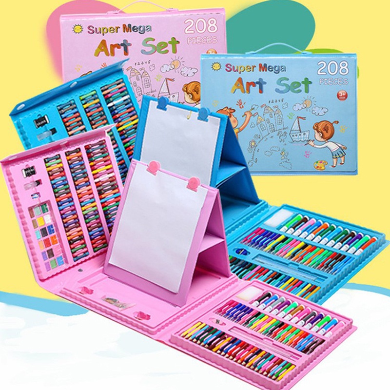 Crayon Anak Pengasah 208pcs Set Alat Menggambar Melukis Anak-anak Crayon Cat Air Pensil