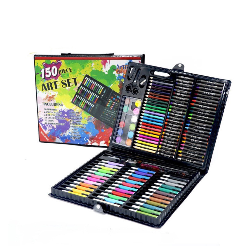 ART SET 150 PCS CRAYON FULL SET 150PCS PERALATAN GAMBAR LUKIS PENSIL WARNA 1 SET COLOURING PENSIL